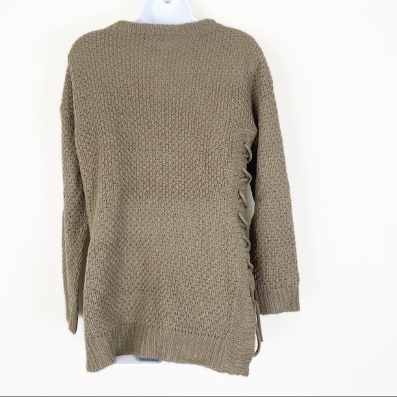 VENUS Tan Fuzzy Knit Pullover Sweater Lace Up Sides Fall winter Casual Small - Picture 5 of 8
